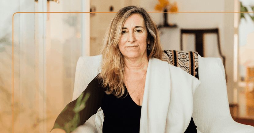 therapist looks at camera with a reassuring gaze