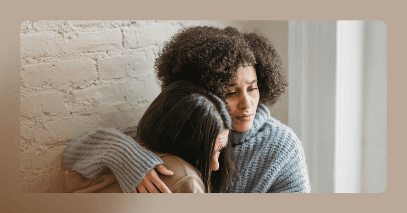 woman leaning on her support network