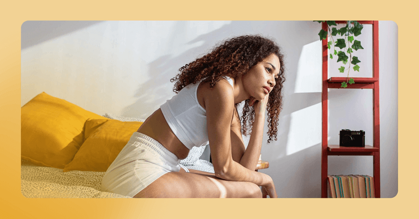 woman feeling sad right after her workout