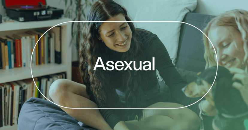 a couple sharing emotional closeness with text 'Asexual'