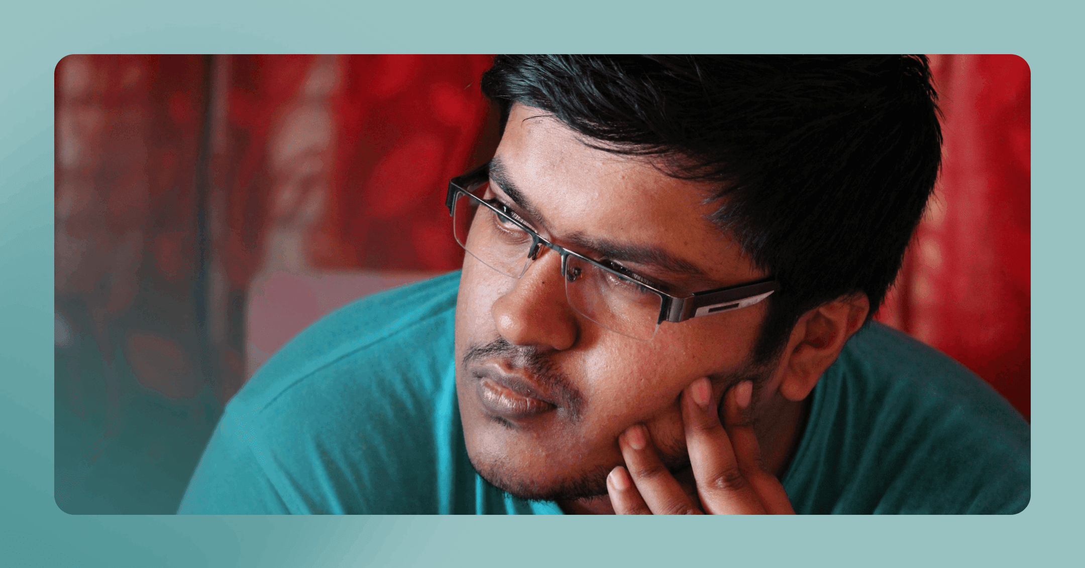 man trying to shift his perspective with unhelpful thoughts