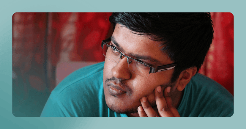 man trying to shift his perspective with unhelpful thoughts