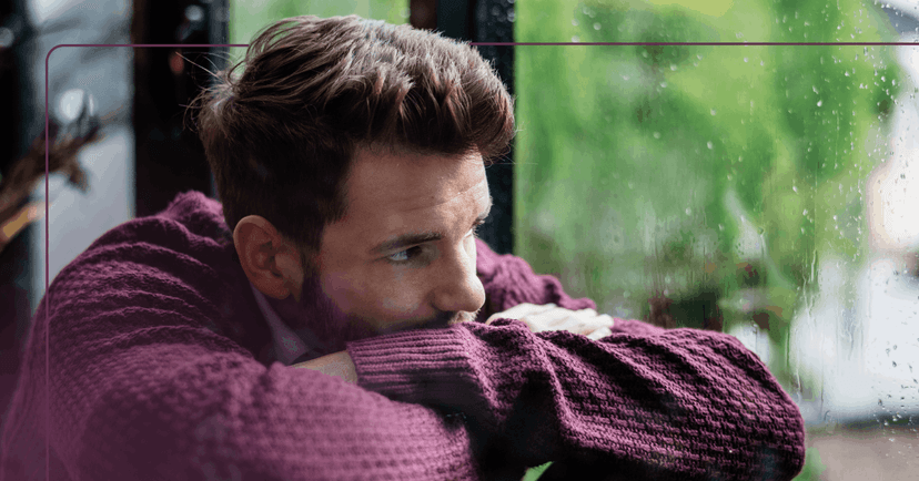 man with depression pulling away from others