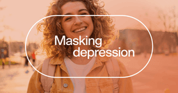 woman smiling with text 'Masking depression'