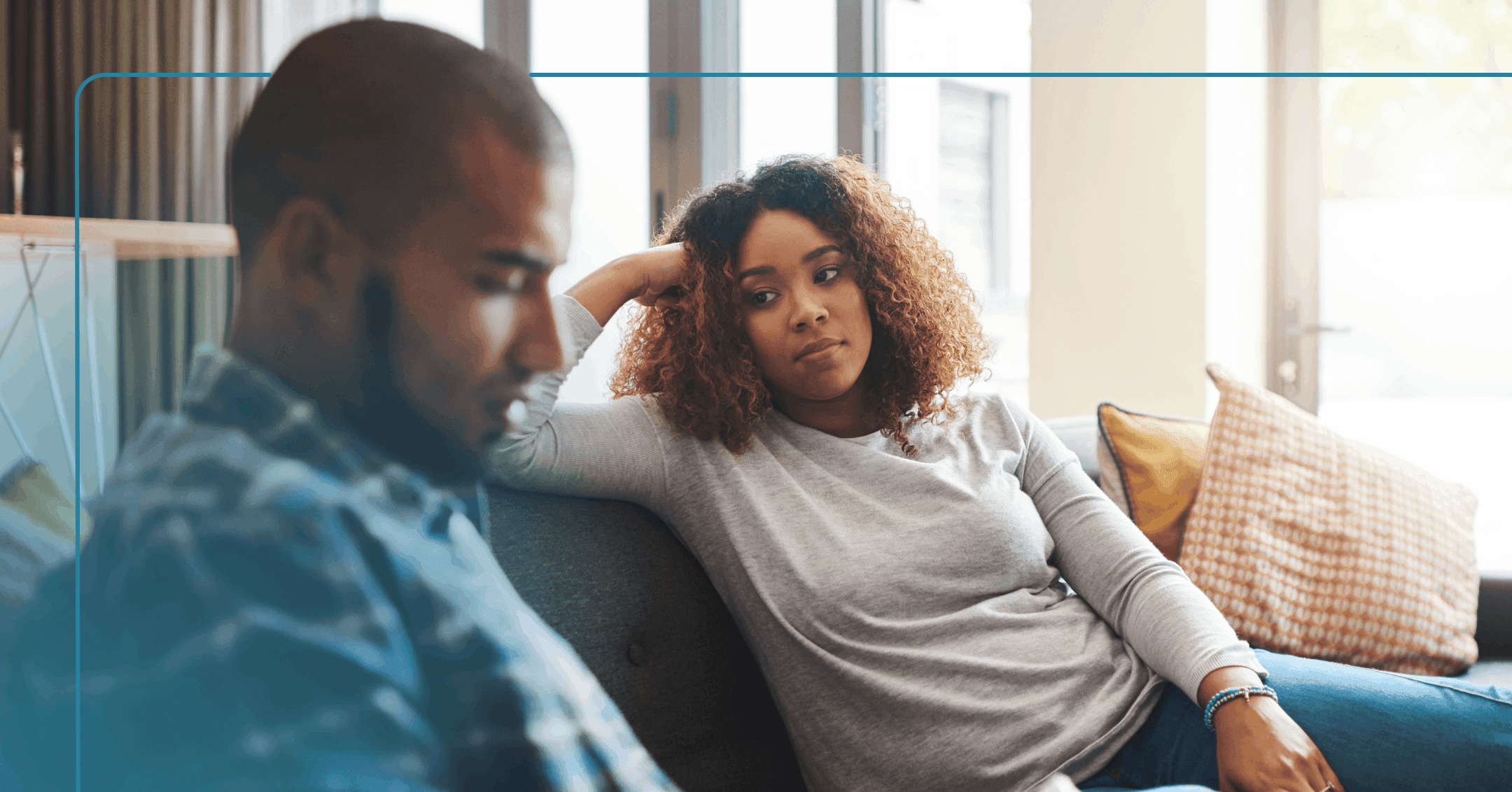 woman feeling lonely with her partner