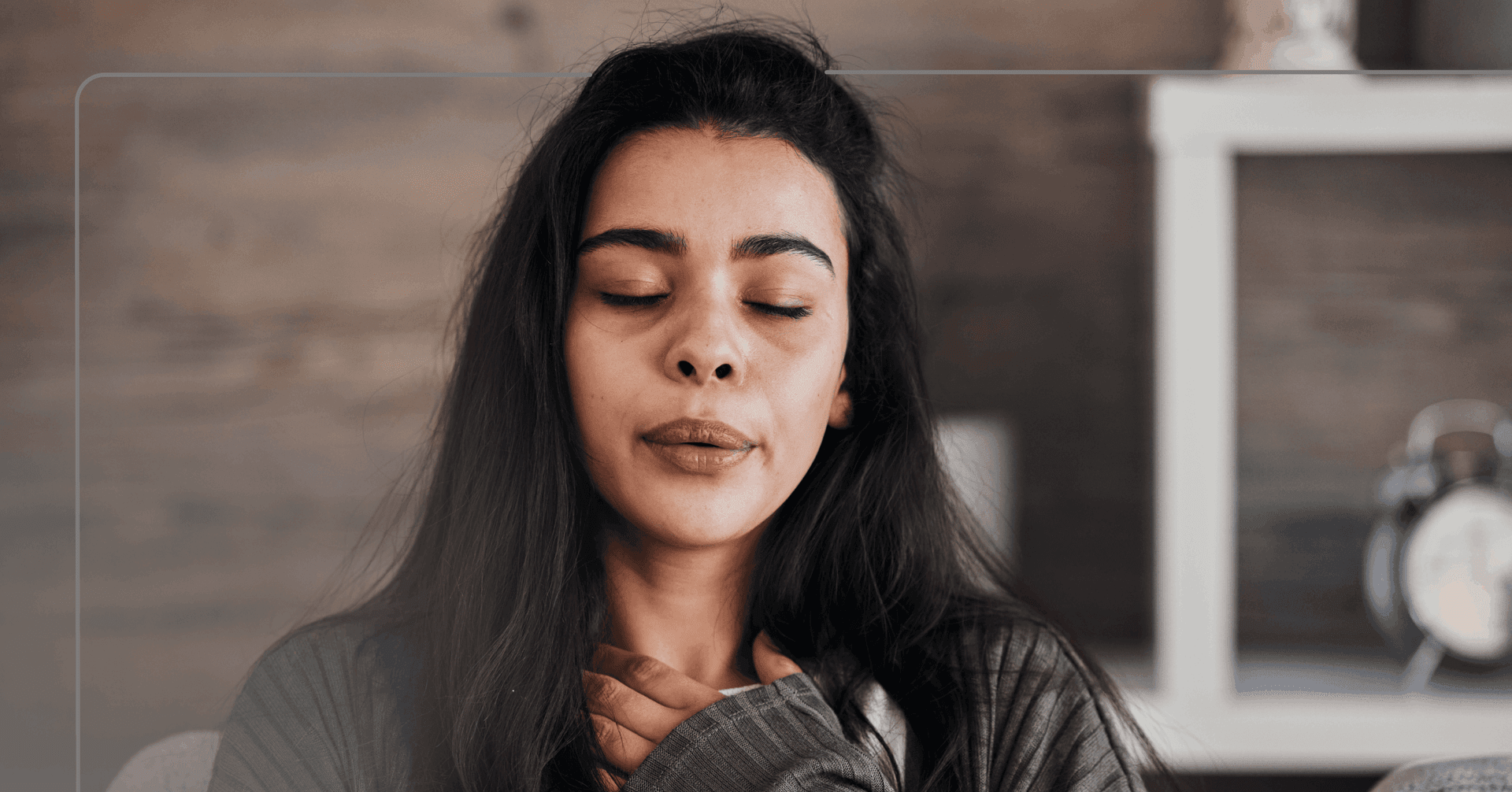 woman with hyperthyroidism and a mental health condition doing deep breathing