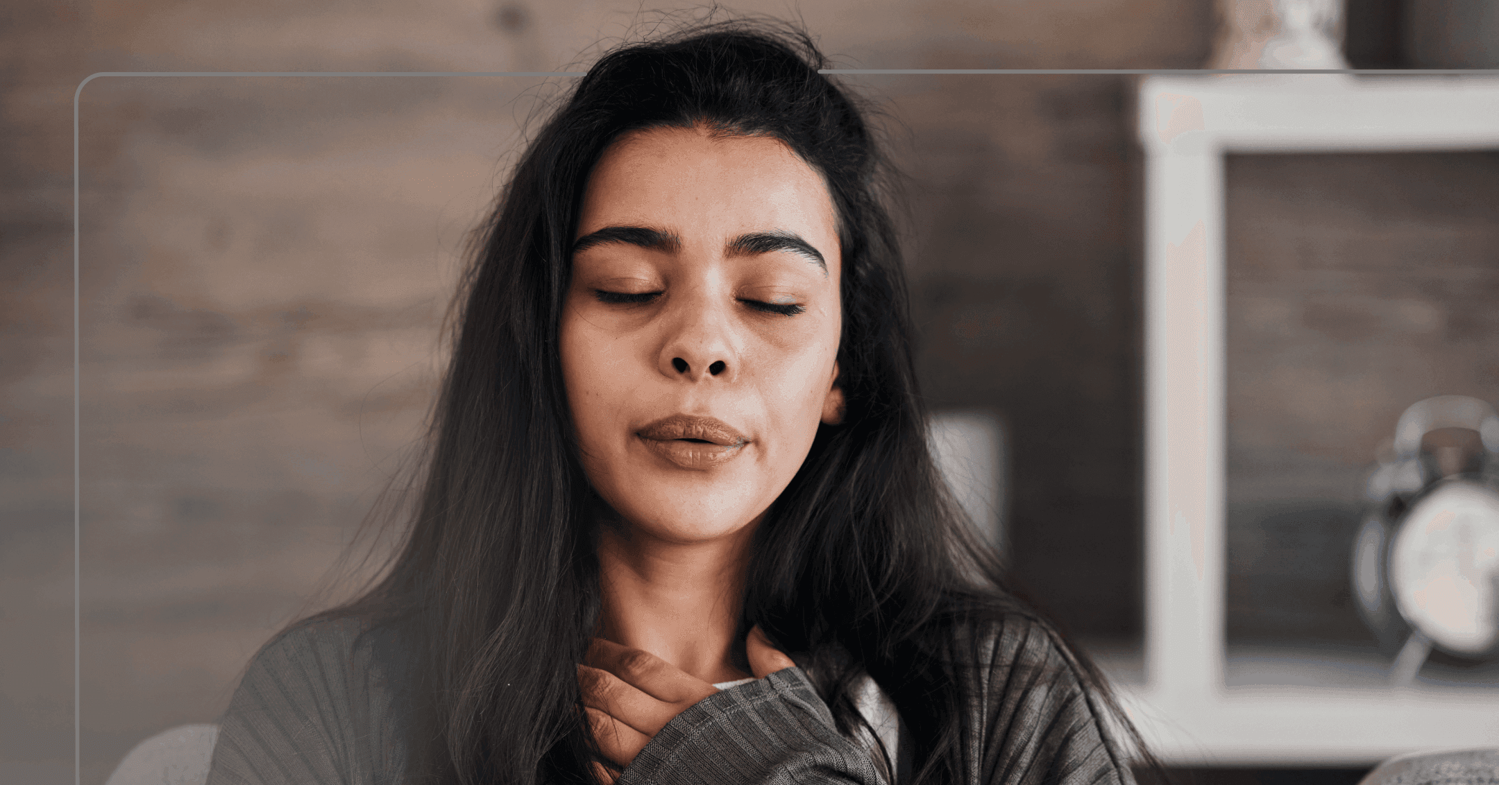 woman with hyperthyroidism and a mental health condition doing deep breathing