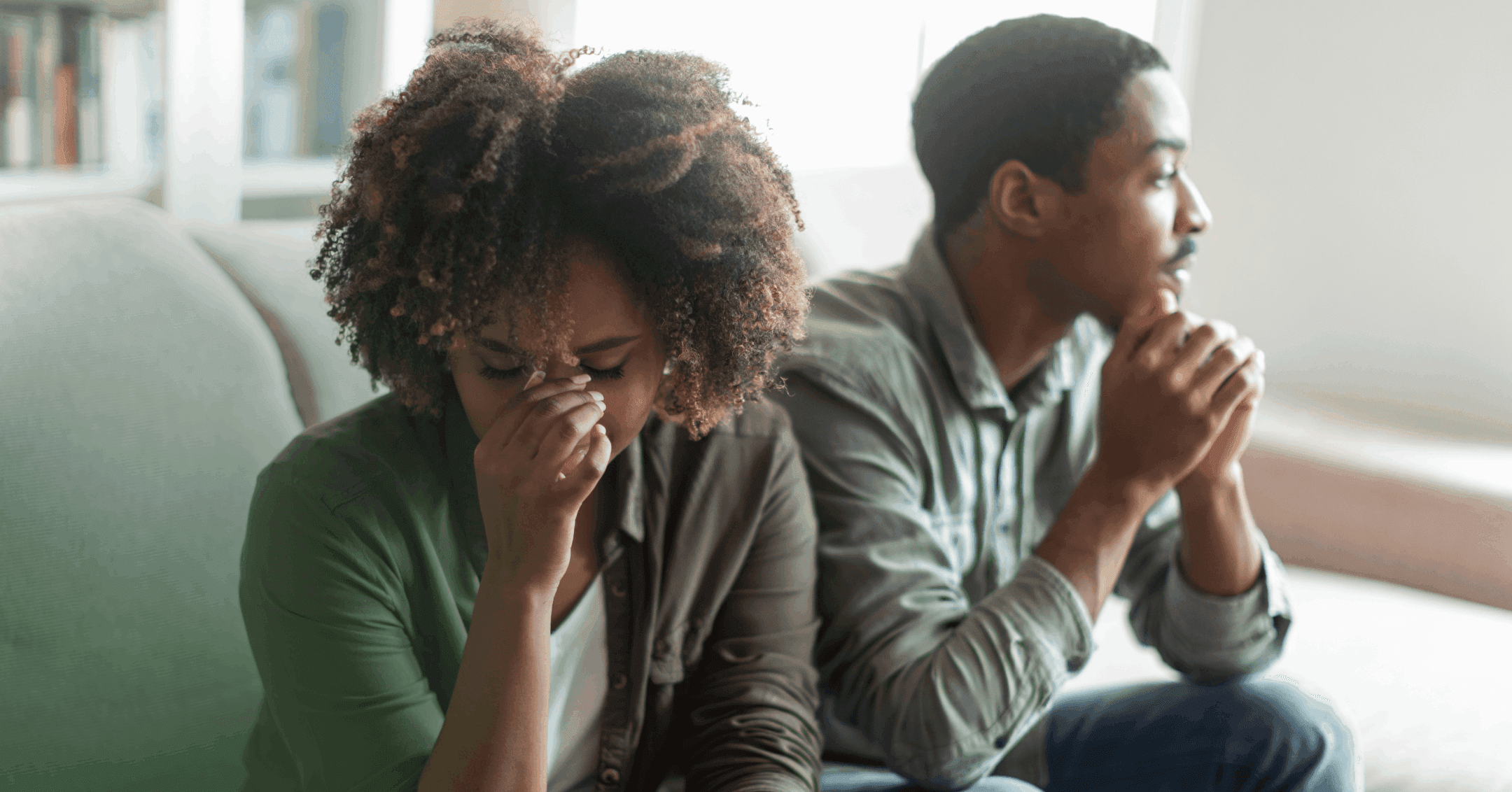 man trying to have patience with his partner with depression