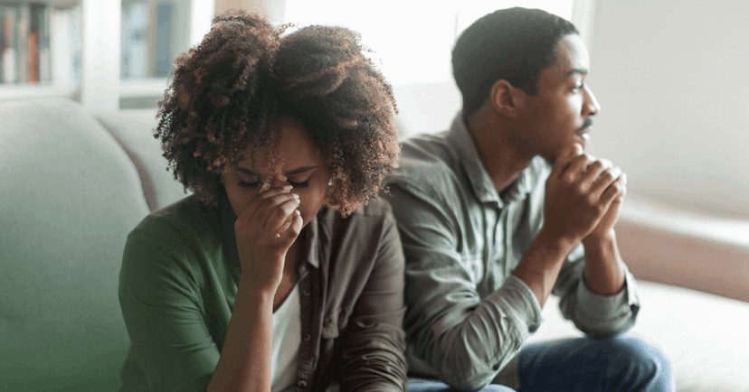 man trying to have patience with his partner with depression