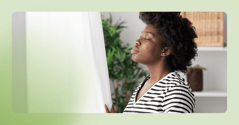 woman box breathing to down regulate