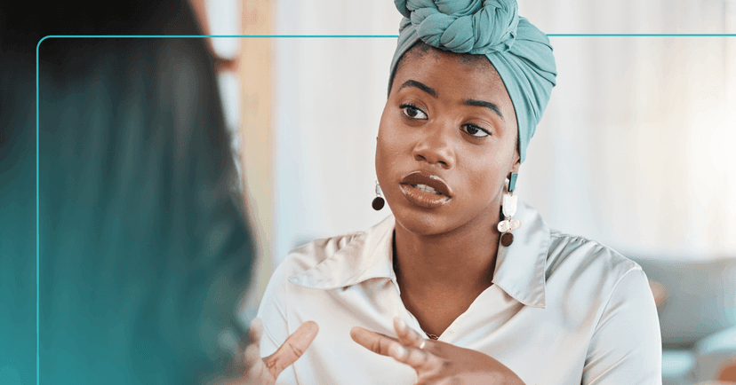 woman asking a provider how they approach supporting people from minority groups