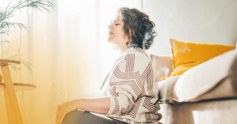 woman doing grounding exercises to recover from trauma