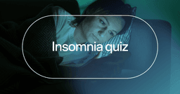woman having difficulty falling back asleep with text 'Insomnia quiz'