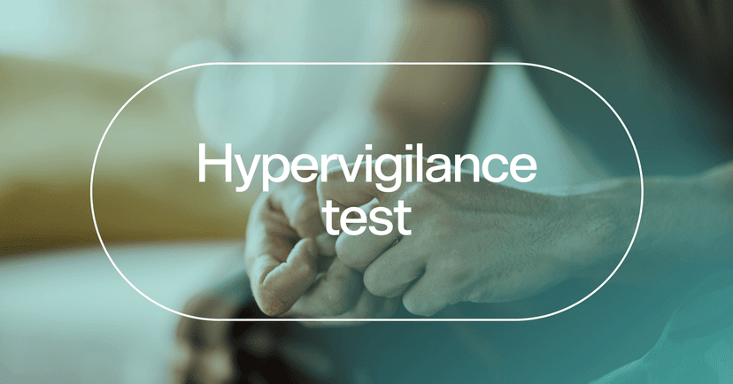 man feeling on edge with text 'Hypervigilance test'