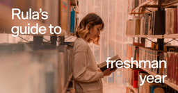 young woman experiencing isolation with text 'Rula's guide to freshman year'