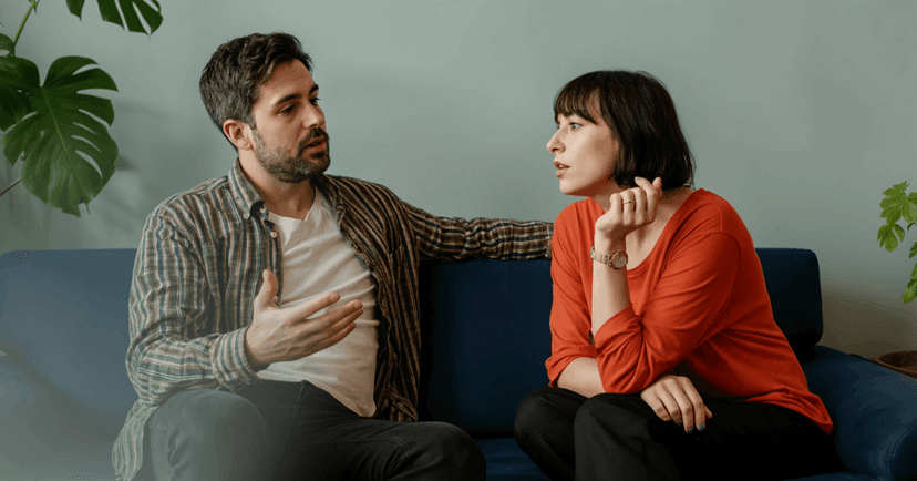 woman trying to pause before reacting to partner