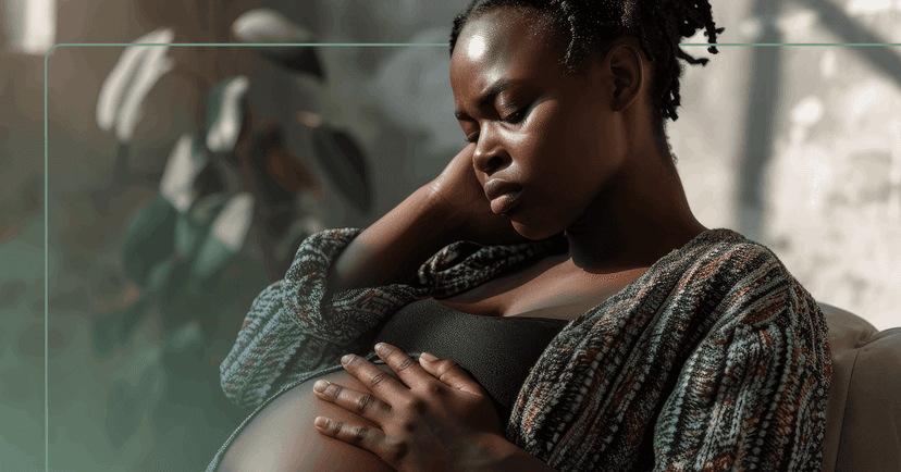 pregnant woman doing a short meditation to support her mental health