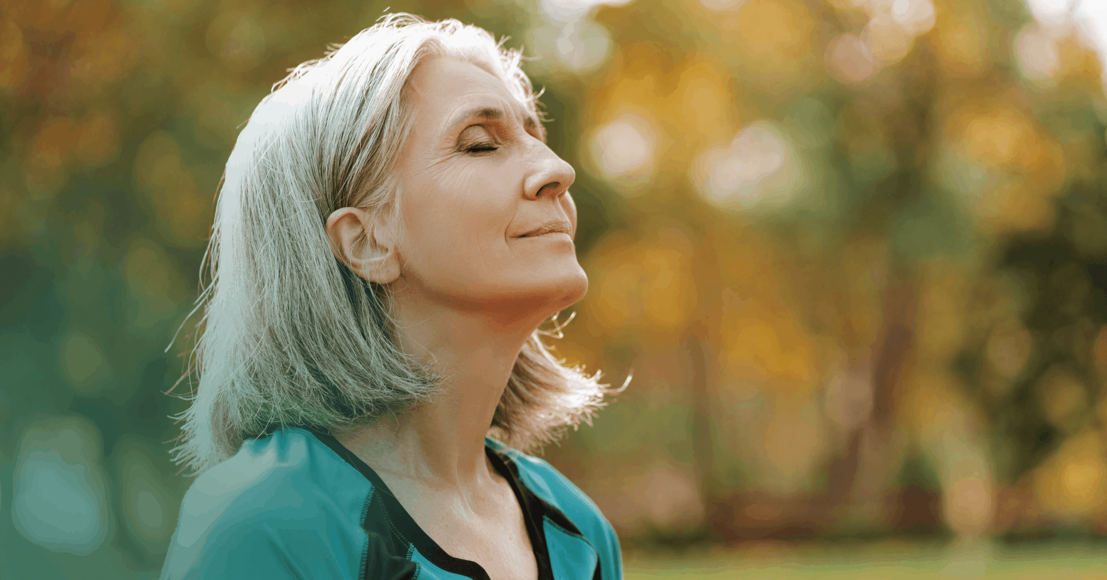 older woman spending time outside to deal with climate change stressors