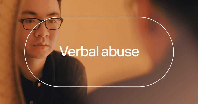 man experiencing depression with text 'Verbal abuse'