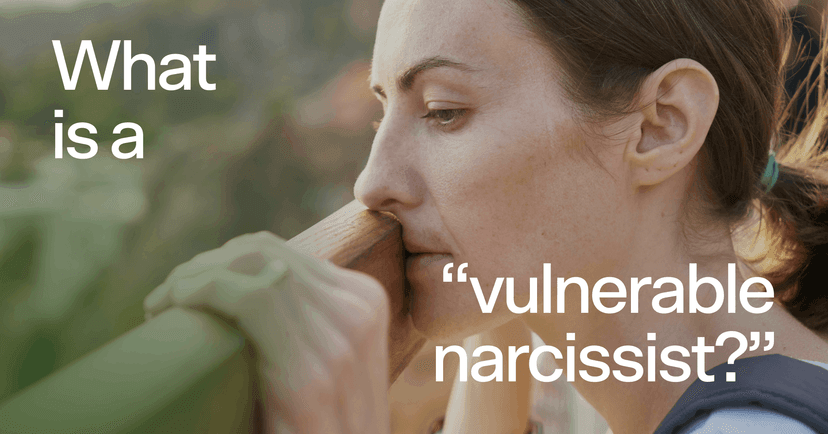 woman having trouble regulating her mood with text 'What is a vulnerable narcissist?'