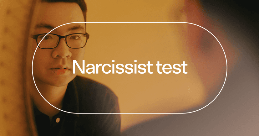 man who lacks empathy with text 'Narcissist test'
