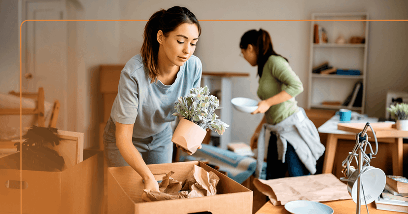 woman moving slowly while packing