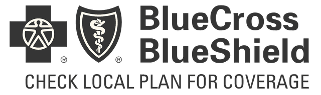 BlueCross BlueShield logo, check local plan for coverage