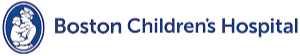Logo of Boston Children's Hospital featuring a circle with a child and caregiver silhouette, and the hospital name in blue text.