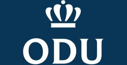 White crown logo above the letters "ODU" on a dark blue background.