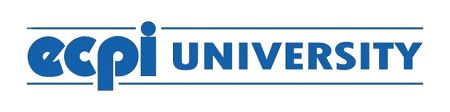 Blue logo with bold text reading "ECPI University" and horizontal lines extending from both sides of "ECPI".