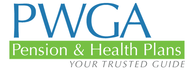 PWGA logo with "Pension & Health Plans" on a green background and "Your Trusted Guide" below in gray text.