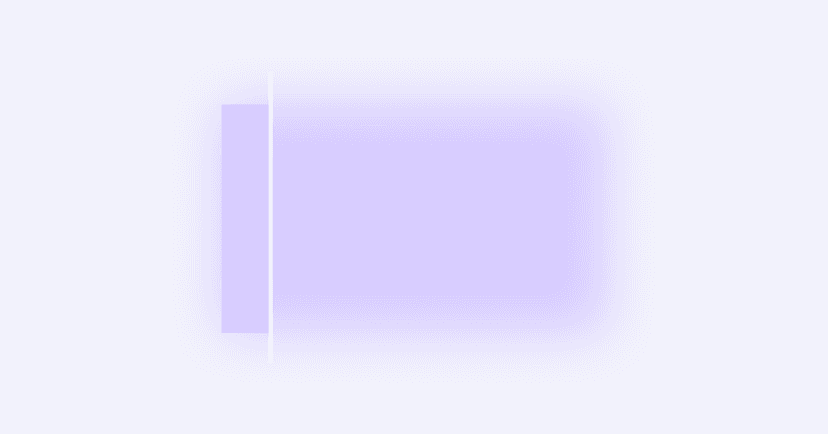 Image shows a lavender rectangle. Almost all the way to the left side of the rectangle is a vertical white line that goes through the rectangle. To the left of the white line, the rectangle is in sharp focus. To the right of the white line, the rectangle is blurry.