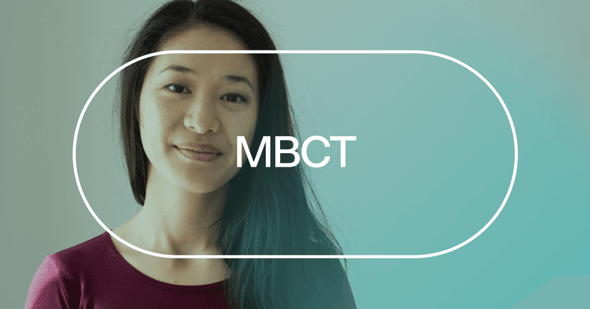 woman learning about mindfulness with text 'MBCT'