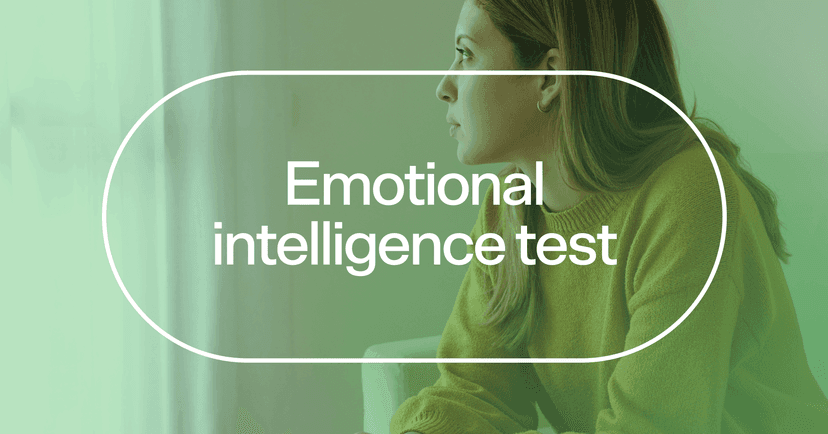 woman thinking about setting healthy boundaries with text 'Emotional intelligence test'