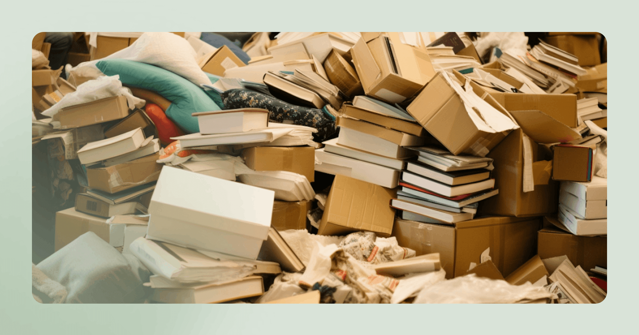 piles of boxes and books to illustrate how people with ADHD can have hoarding tendencies