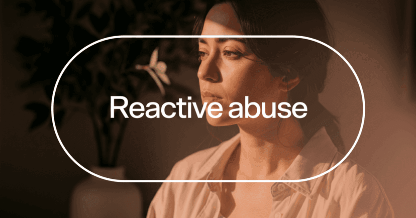 woman ending the cycle of reactive abuse by practicing coping skills with text 'Reactive abuse'