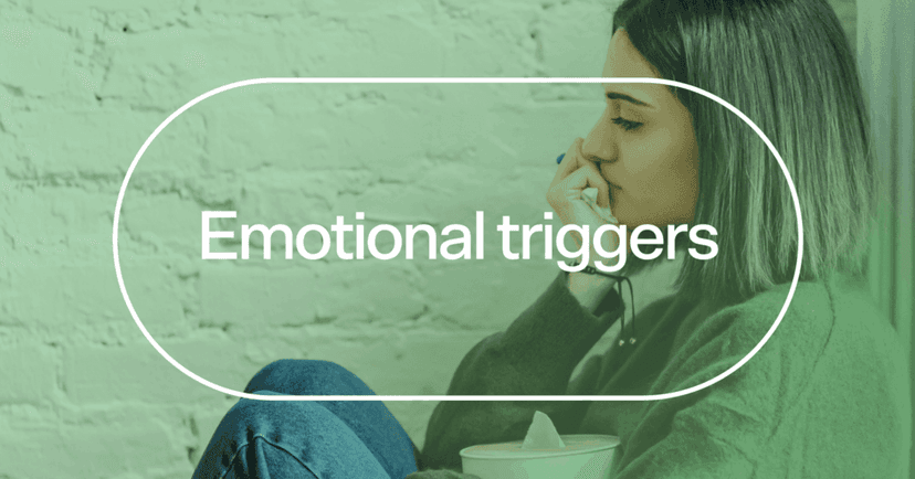 woman feeling overwhelmed with text 'Emotional triggers'