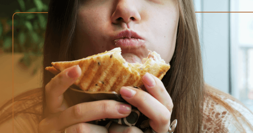 woman making chewing sounds which causes an intense emotional reaction for people with misophonia