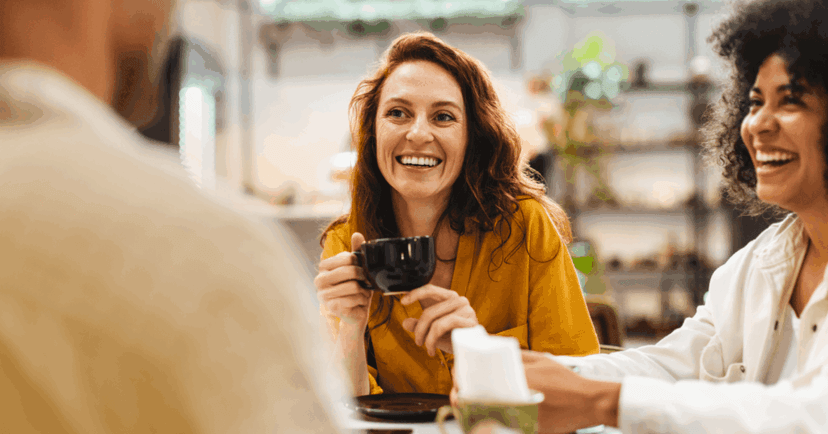 woman with AuDHD having coffee with friends as part of a flexible routine