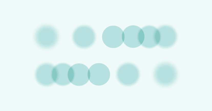 rows of blurred and clear blue circles illustrating how strong emotional reactions can make sensory overload more intense