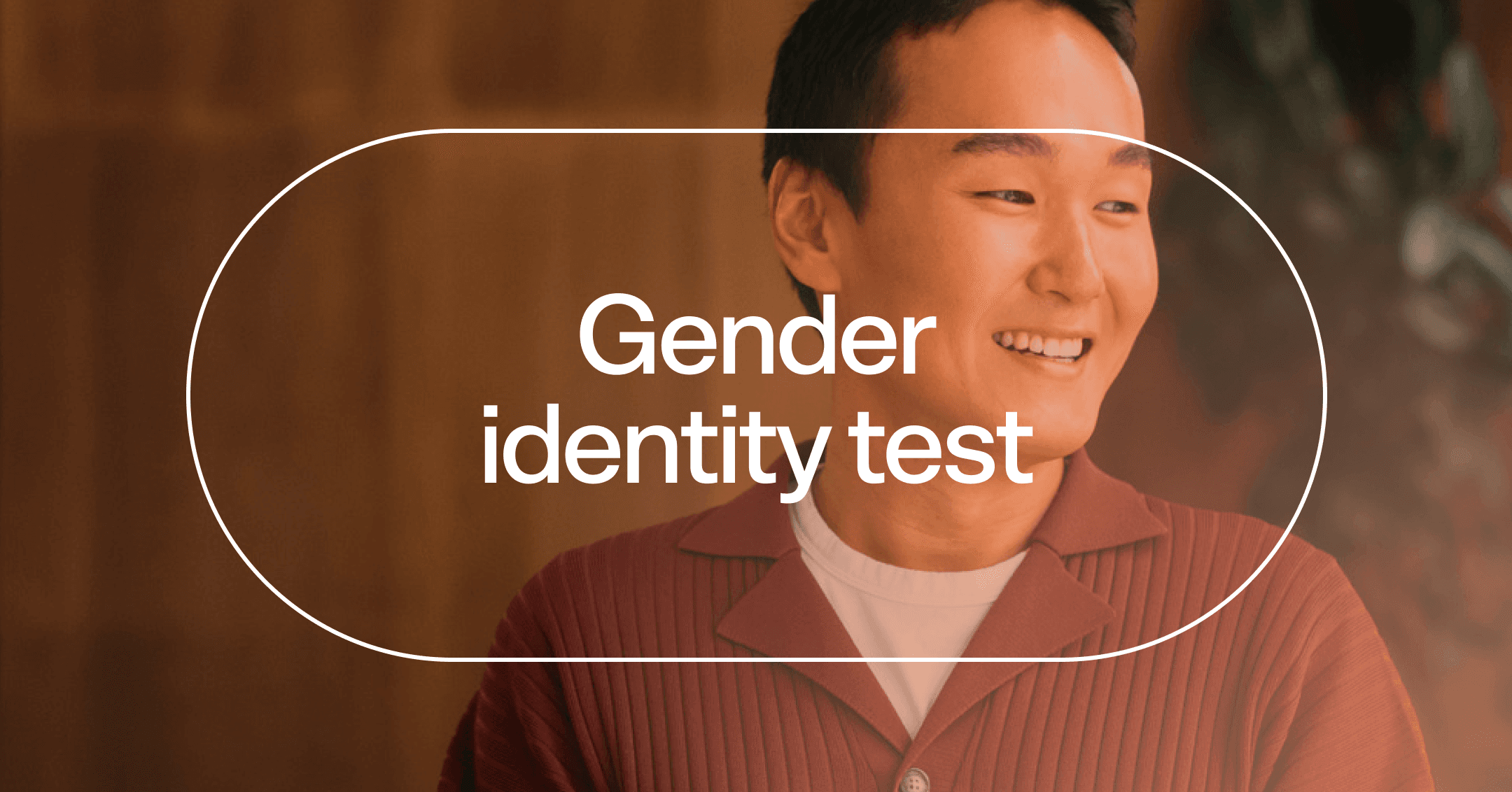 man imagining what life looks like in the future with text 'Gender identity test'