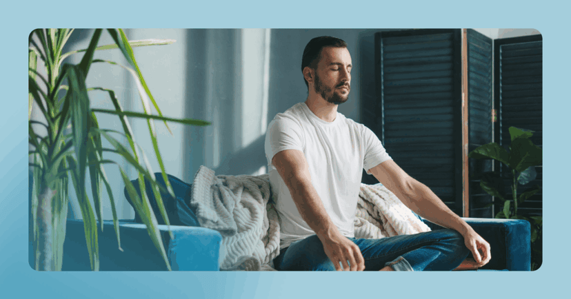 man with ADHD engaging in a sitting meditation to practice mindfulness