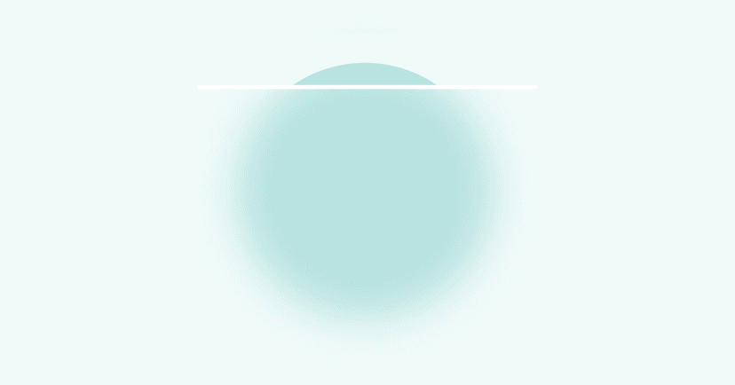 Abstract illustration of a light blue sphere on top of a lighter blue background. The bottom 2/3 is out of focus and the top 1/3 is in focus.
