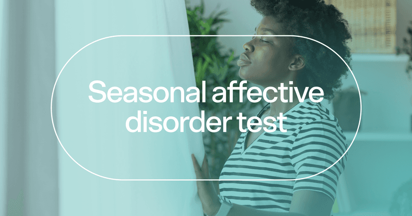 woman experiencing more energy in the spring with text 'Seasonal affective disorder test'