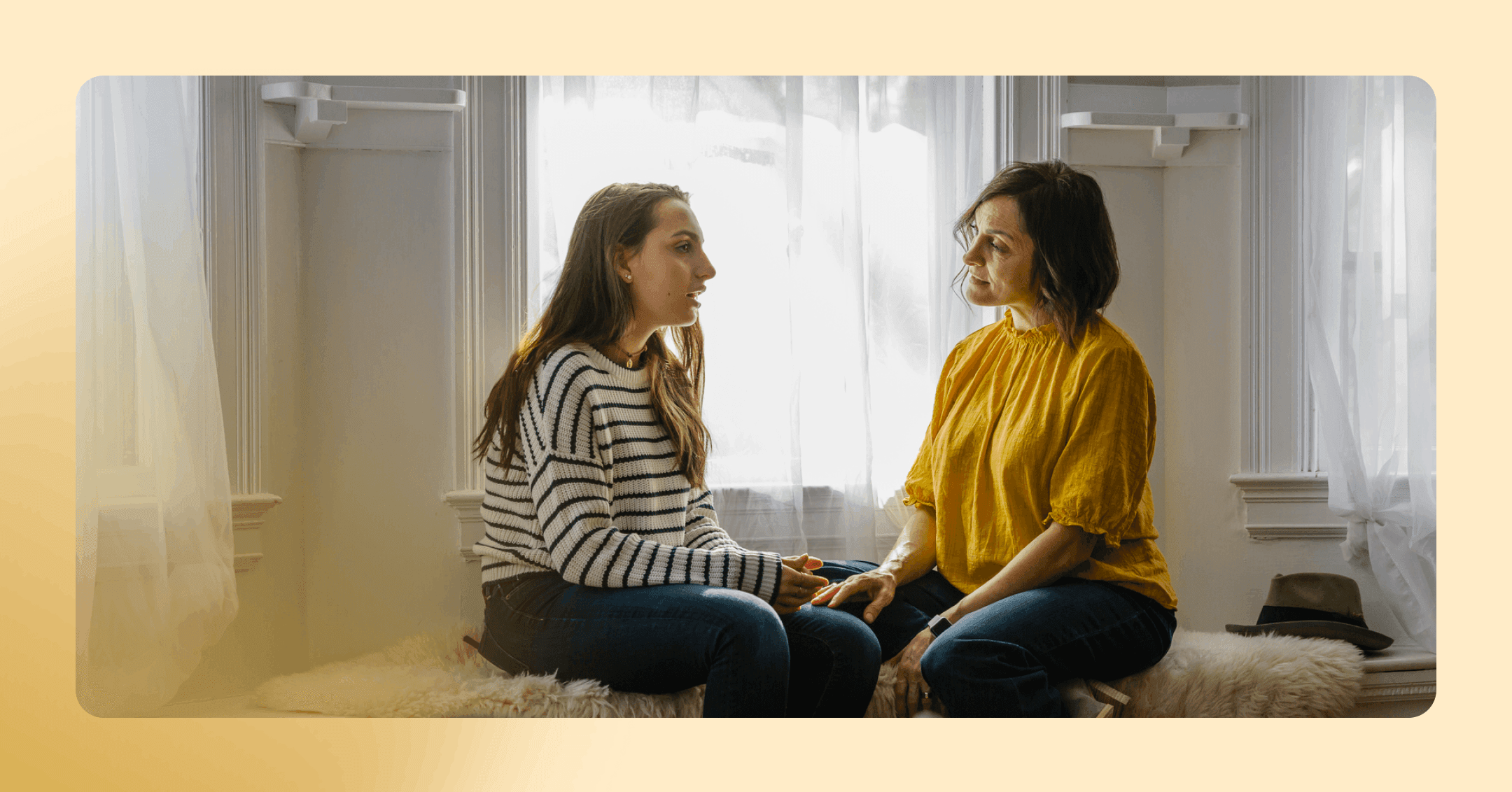 a mother and daughter talking openly about ADHD