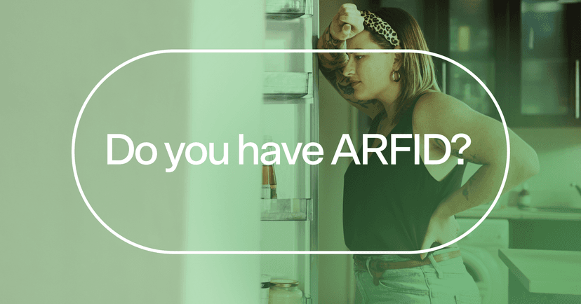 woman deciding what to eat with text 'Do you have ARFID?'