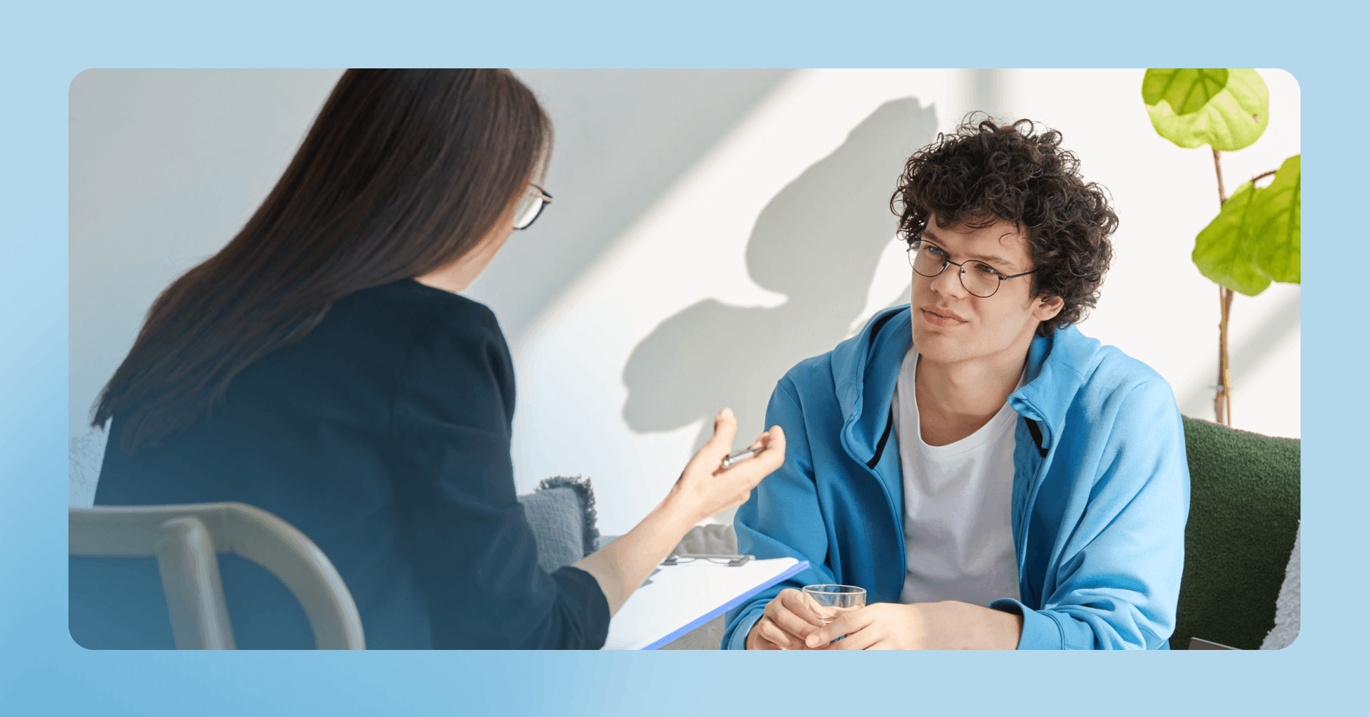 man examining his current routines with a therapist