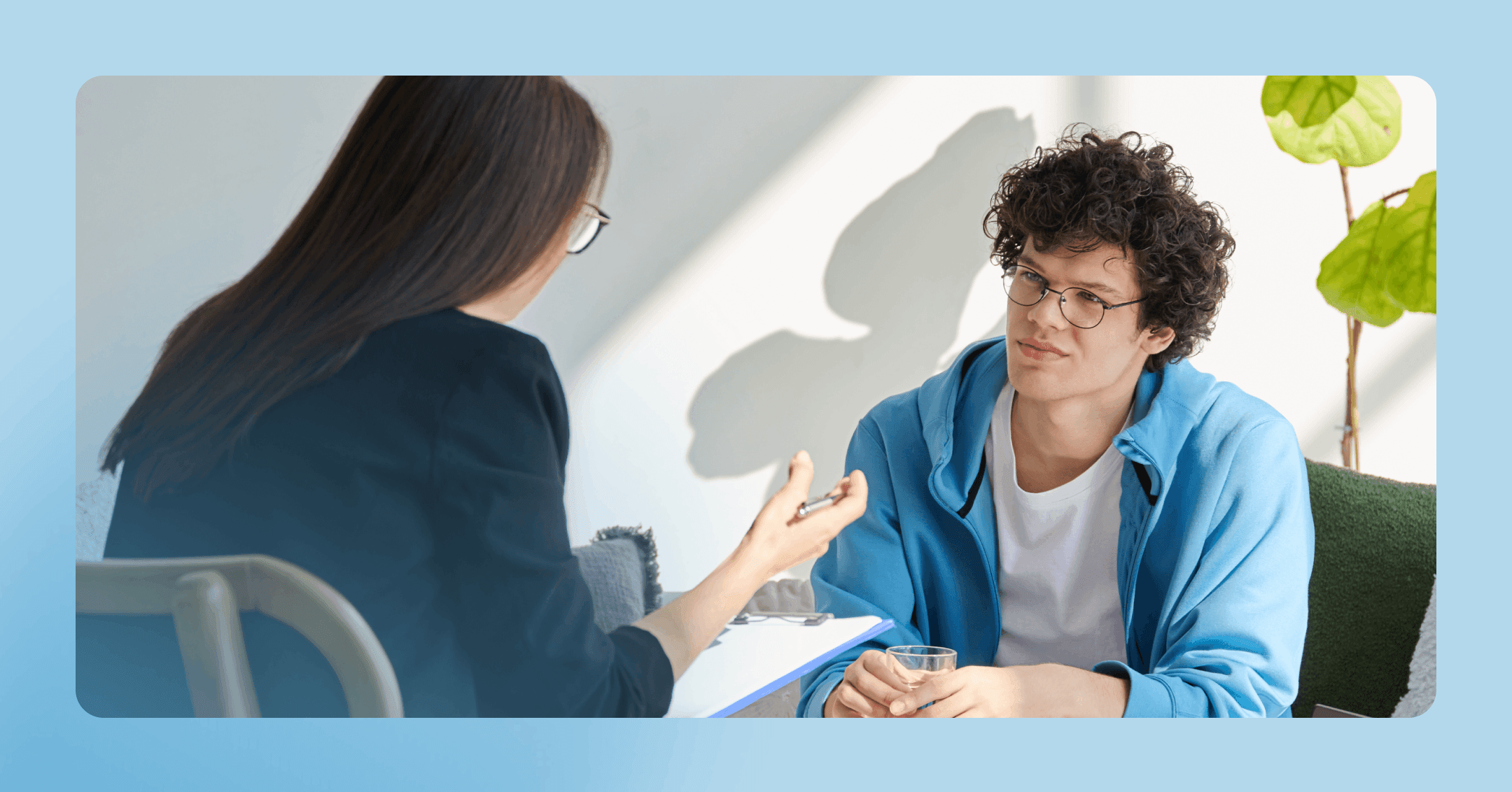 man examining his current routines with a therapist