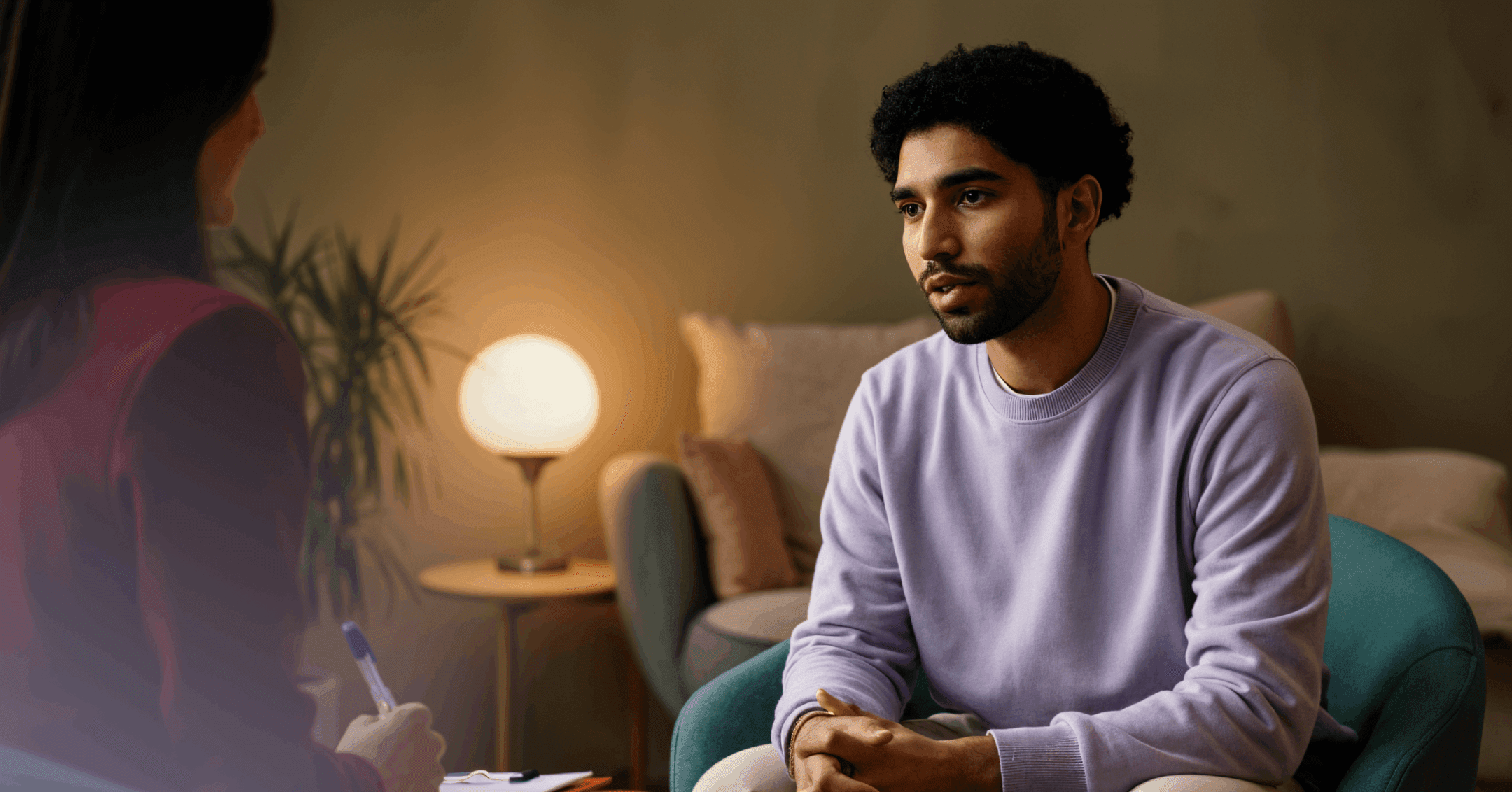 man talking with a therapist about what he wants from life
