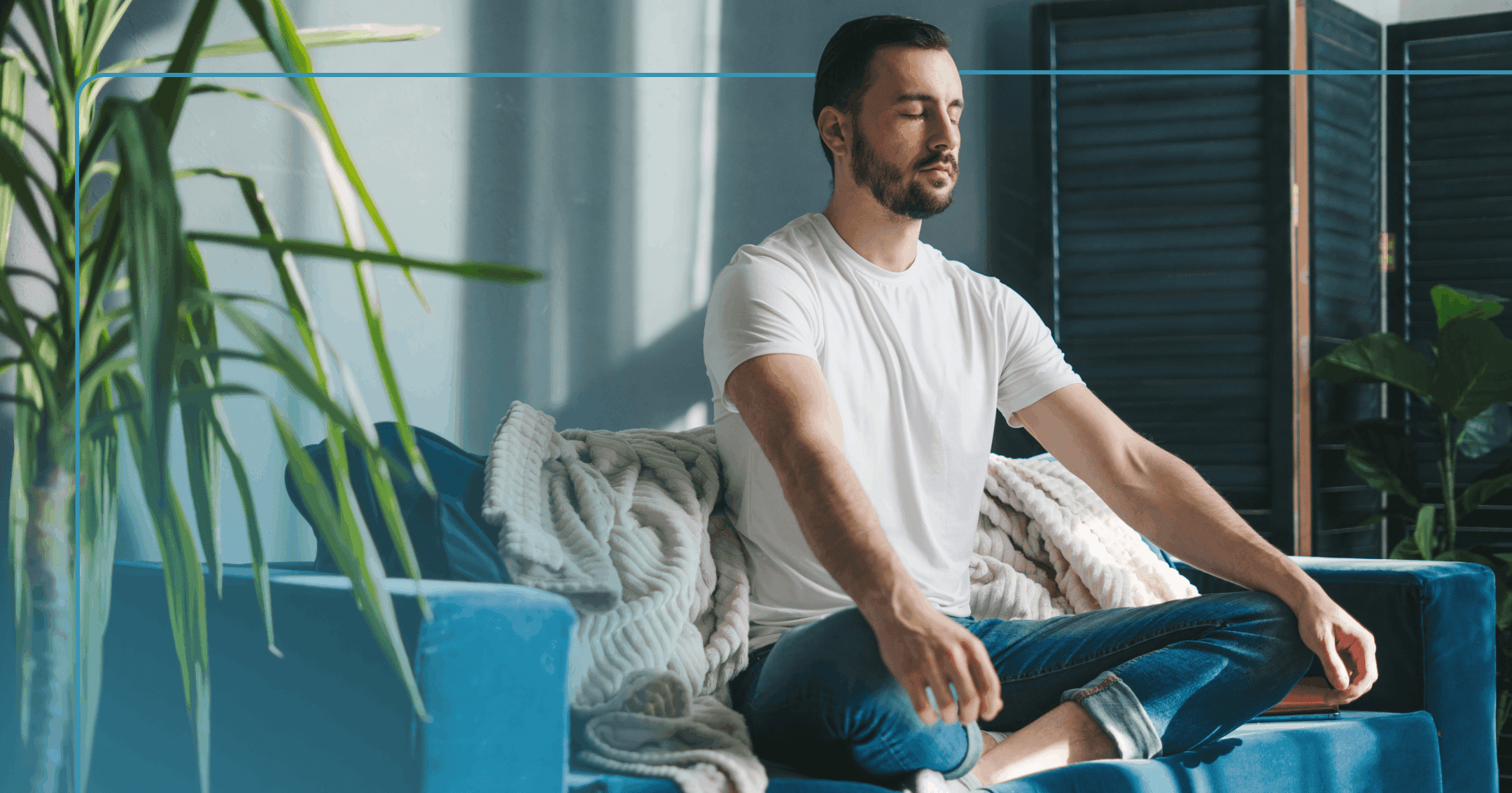man learning to use his breath to calm his nervous system through somatic therapy